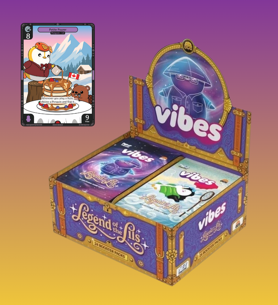 pudgy penguins booster box Vibes Birb & Pengu the second set of the popular Pudgy Penguins trading card game Vibes Pudgy Penguins TCG: Set